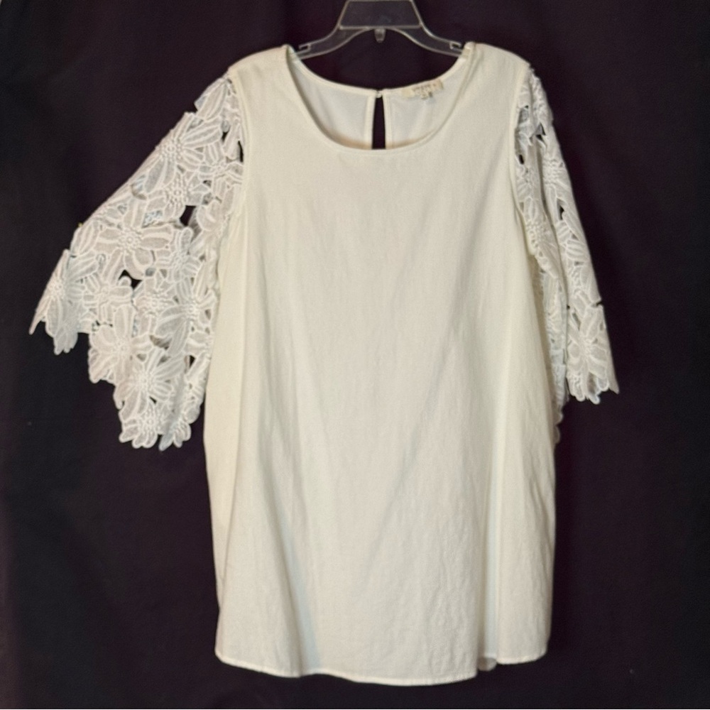 Umgee Cream Lace Sleeve Dress